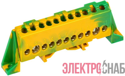 Шина PE "земля" в комб. изол. "Стойка" 8х12-11-ЖЗ TEKFOR IEK TF-NN20-11-DP-K52