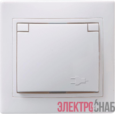 Розетка 1-м СП Кварта РСбш10-3-КБ 16А IP20 с заземл. защ. шторки с крышкой бел. IEK ERK12-K01-16-DM