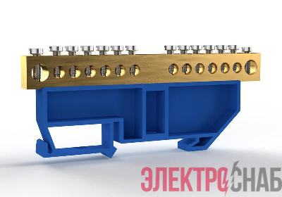 Шина нулевая на DIN-изоляторе 8х12мм 14 отвер. латунь TOKOV ELECTRIC TKE-BCB-812-14-DIN/N