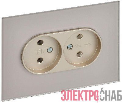 Розетка 2-м SKANDY 10А без заземл. без защ. шторок для плоской вилки SK-R03Sh шампань IEK SK-R20-10-K37