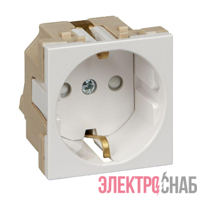 Розетка 1-м СП 2мод. W45 16А IP20 250В с заземл. защ. шторки для кабель-канала бел. SE RN16-113-B
