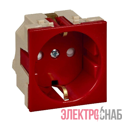 Розетка 1-м СП 2мод. W45 16А IP20 250В с заземл. защ. шторки для кабель-канала красн. SE RN16-113-K