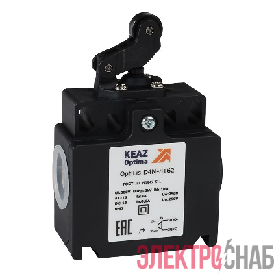 Выключатель концевой OptiLiS D4N-8162 рычаг роликовый горизонт. перемещение EN 50047 XCKT2121P16 КЭАЗ 365316
