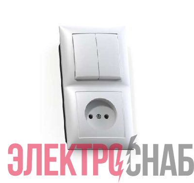 Блок СП БКВР-409 Селена (2-кл. выкл. + розетка) бел. Кунцево 8201
