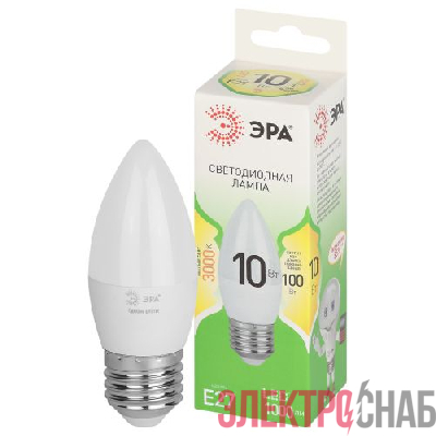 Лампа светодиодная GREEN LINE B35-10W-830-E27 GL 10Вт свеча 3000К свет тепл. E27 Эра Б0067097