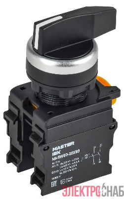 Переключатель 3 полож. 2НО длин. ручка черн. MASTER IEK MI-SW60-20XB3-4-25-3-K02