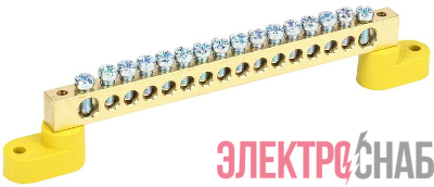 Шина PE "земля" ШНИ-8х12-16-У2-Ж на двух угловых изоляторах IEK YNN10-812-16C2-K05