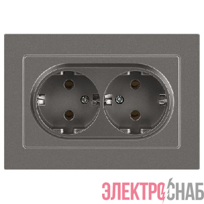 Розетка 2-м СП Accent 6-205-09 16А IP20 250В 2P+E Schuko AL/CU титан Intro Б0063500