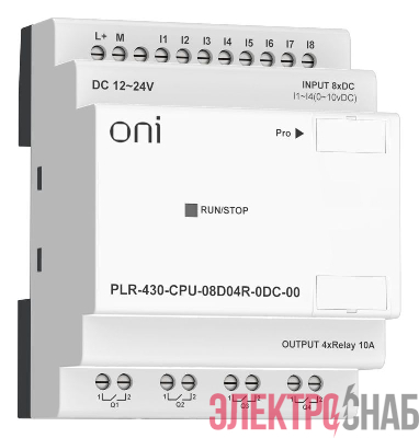 Модуль ЦПУ ПЛК 430 8 DI 4 RO 24В DC без экрана ONI PLR-430-CPU-08D04R-0DC-00