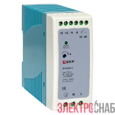 Блок питания на DIN-рейку 60Вт 220В AC/24В DC постоянного тока EKF DR-M-60W-24