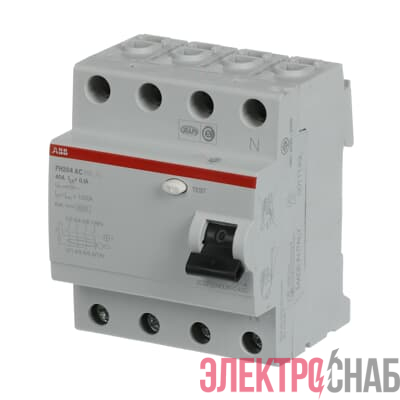 FH204AC-40/0,1 Выключатель дифференциального тока 4-модульный ABB 2CSF204006R2400