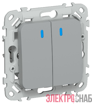 Выключатель 2-кл. СП FLITE ВС12-1-1-ФлС 10А с индикацией механизм сер. IEK FI-V20-1-10-1-K03