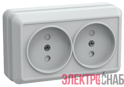Розетка 2-м ОП Октава РСш22-2-ОБ 10А IP20 без заземл. защ. шторки бел. GENERICA ERO23-K01-10-DC