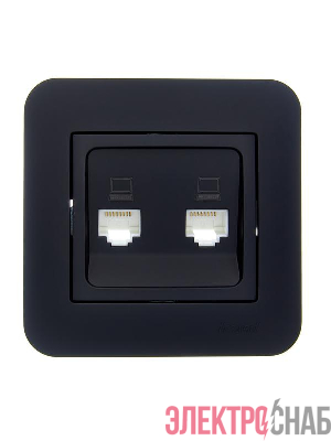 Розетка компьютерная 2-м СП ASTI IP20 RJ45 в сборе черн. бархат LEZARD 7081-4242-141