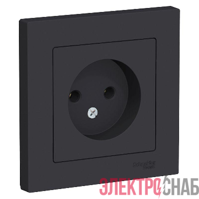 Розетка 1-м СП AtlasDesign 16А IP20 без заземл. в сборе карбон SE ATN001040