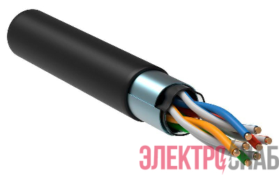 Кабель витая пара F/UTP кат.5E 4х2х24AWG solid LDPE черн. (305м) (м) ITK LC3-C5E04-339