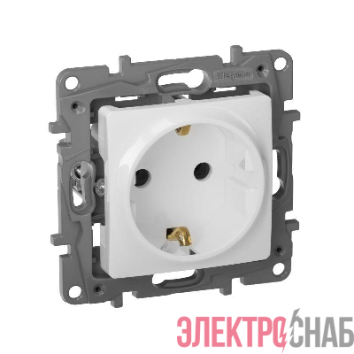 Розетка 1-м СП Etika 16А IP20 250В 2P+E с заземл. немецк. стандарт винтов. клеммы механизм бел. IEK 672221