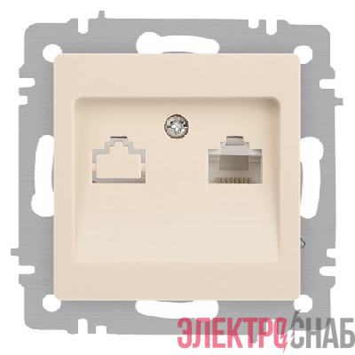 Розетка компьютерная 1-м СП Accent 6-303-02 RJ45 IP20 сл. кость Intro Б0063627