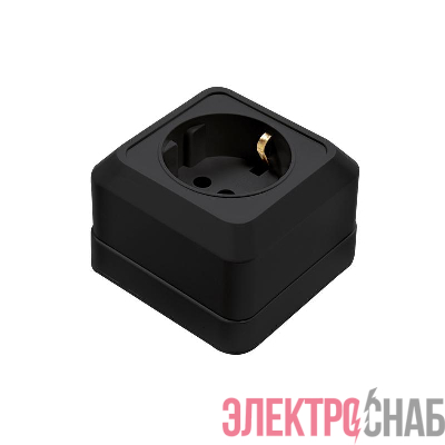 Розетка 1-м BOLLETO с заземл. накладная 7028B черн. IN HOME 4690612061047