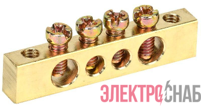 Шина PEN &quot;земля-ноль&quot; 6х9мм 4/2 (4группы/крепеж по краям) IEK YNN11-04-100