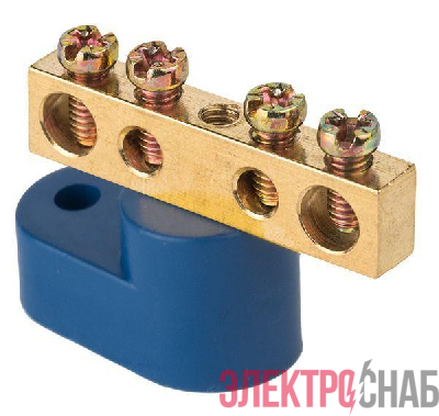 Шина нулевая N 6х9 4 отвер. латунь син. угловой изолятор PROxima EKF sn0-63-04-1