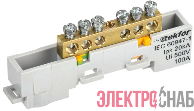 Шина PE &quot;земля&quot; неизол. на универс. держ. 6х9-6-Ж TEKFOR IEK TF-NN10-06-DL-K05