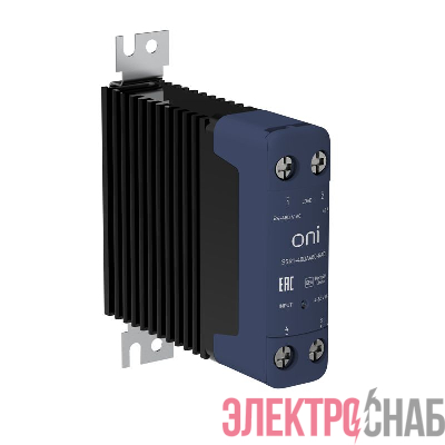 Реле твердотельное SSR1 40А 4-32В DC 24-480В AC с радиатором ONI SSR1-40DA480-RAD