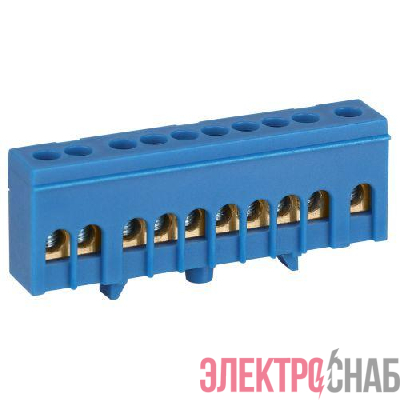 Шина N ноль в изолированном корпусе на DIN-рейку ШНИ-6х9-10-Д син. NO-224-99 Эра Б0062848