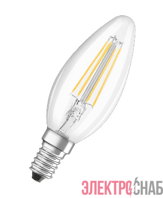 Лампа светодиодная филаментная LED STAR CLASSIC B 60 5W/840 5Вт свеча 4000К нейтр. бел. E14 660лм 220-240В прозр. стекл. OSRAM 4058075116702