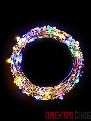 Гирлянда светодиодная "Разноцветные нити" 1.5м 30LED в виде капель мультиколор работает от 3хАА Космос KOCNL-EL114_multy