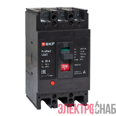 Выключатель автоматический 3п 20А 15кА LS63 ProPact EKF mccb-63-15-3-20-ls