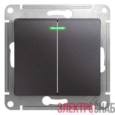 Выключатель 2-кл. СП Glossa 10А IP20 (сх. 5а) 10AX с подсветкой механизм графит SE GSL001353
