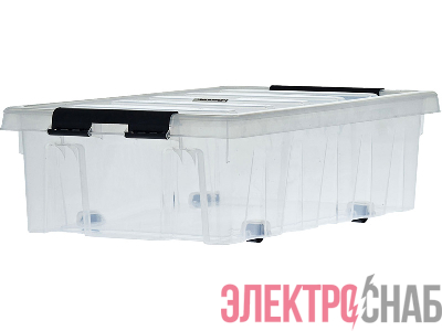 Ящик 580х390х180 мм с крышкой и клипсами, на роликах, прозрачный Rox Box 35 Rox Box 35