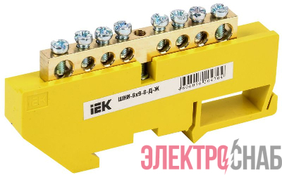 Шина PE "земля" на DIN-изол. ШНИ-6х9-8-Д-Ж IEK YNN10-69-8D-K05