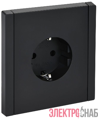 Розетка СП FORTE&PIANO FP116 16А с заземл. без защ. шторок винт. крепл. черн. IEK FP-R11-16-K02