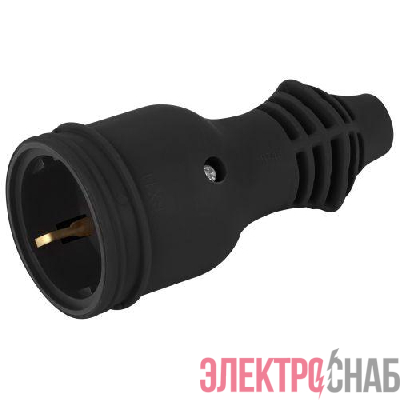 Розетка RX11-B-IP44 16А IP44 прямая с заземл. каучук черн. ЭРА Б0069325