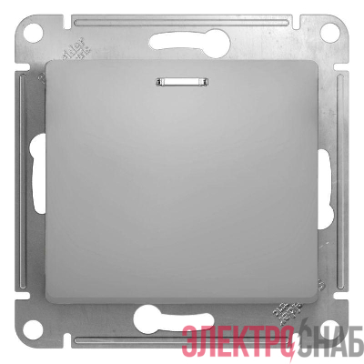 Переключатель проходной 1-кл. СП Glossa 10А IP20 (сх. 6а) 10AX с подсветкой механизм алюм. SE GSL000363