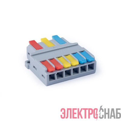 Клемма соединительная универсальная проходная 3-6 пол. с рычагом 0.08-6.0 MX-636 Cabeus 11469c