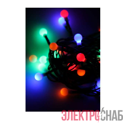 Гирлянда декоративная "Маленькие шарики cherry" 30LED 4.4м (2.9+1.5м) зел. провод IP20 мультиколор Космос KOC_GIR30LEDBALL_RGB