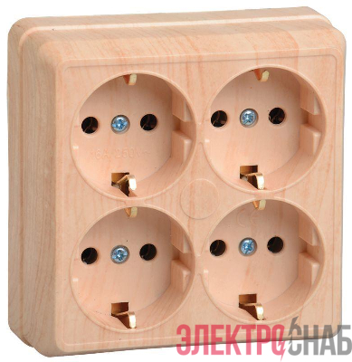 Розетка 4-м ОП Октава РС24-3-ОС 16А IP20 с заземл. сосна GENERICA ERO41-K03-16-DC