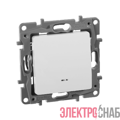 Переключатель 1-кл. СП Etika Plus 10А IP20 250В 10AX с подсветкой безвинтов. зажимы механизм бел. IEK 672215