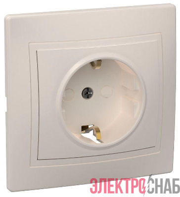 Розетка 1-м СП Кварта РСш10-3-Км 16А IP20 с заземл. защ. шторки керамика крем. IEK ERK14-K33-16-K