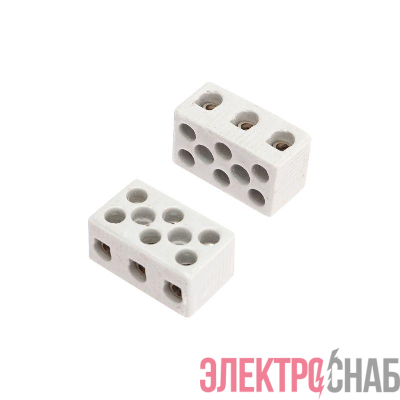 Клемма керамическая винтовая 10кв.мм 3 пары контактов с крепежным отверстием (уп.84шт) Rexant 07-6226