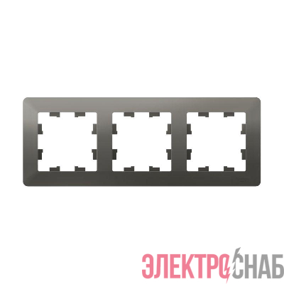 Рамка 3-м AtlasDesign Air сталь/дым. черн. SE ATN220903