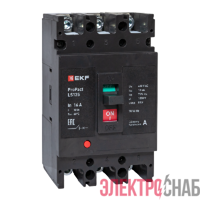 Выключатель автоматический 3п 16А 18кА LS125 ProPact EKF mccb-125-18-3-16-ls