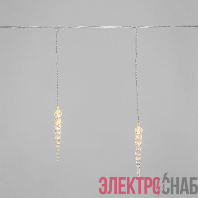 Гирлянда светодиодная "Айсикл" (бахрома) "Сосульки" 1.5х0.25м 10LED тепл. бел. 0.51Вт IP20 провод прозр. Neon-Night 303-067