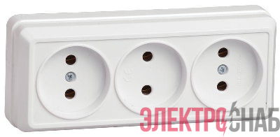 Розетка 3-м ОП Октава 10А IP20 без заземл. бел. GENERICA ERO30-K01-10-DC