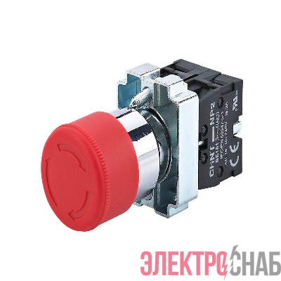 Кнопка управления "Грибок" NP2-BS445 d30мм (2) 1НЗ+1НО IP40 с фиксацией без подсветки красн. CHINT 573835