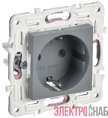 Розетка SKANDY 16А с заземл. без защ. шторок SK-R05Gr сер. IEK SK-R11-16-K03