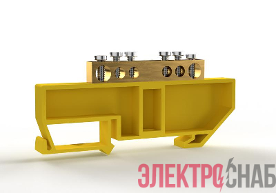 Шина PE &amp;amp;quot;земля&amp;amp;quot; на DIN-изоляторе 6х9мм 6 отвер. латунь TOKOV ELECTRIC TKE-BCB-69-6-DIN/PE